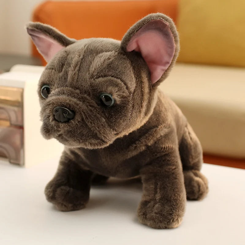 Realistic Bulldog Plush Toy – 28cm Lifelike Stuffed Bulldog in Black or Grey