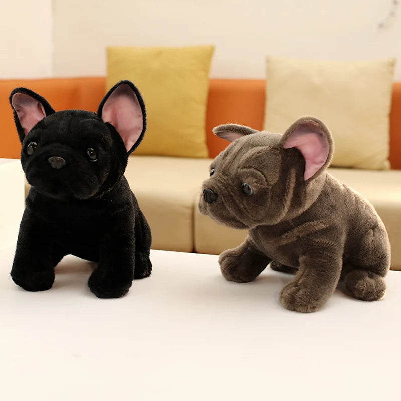 Realistic Bulldog Plush Toy – 28cm Lifelike Stuffed Bulldog in Black or Grey