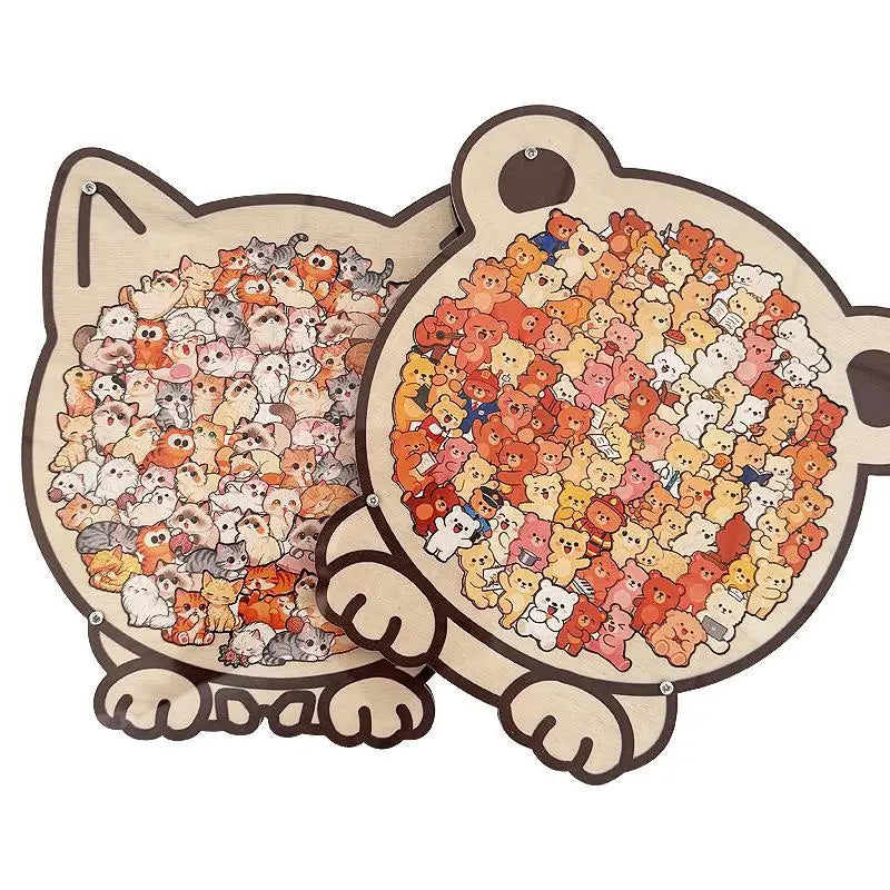 Pet Shaped Wooden Jigsaw Puzzle – 108-Piece Irregular Wood Puzzle for Cat & Dog Lovers