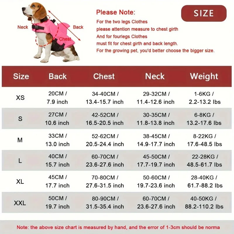 Shark Fin Dog Life Jacket – Adjustable Swimming Safety Vest with Rescue Handle