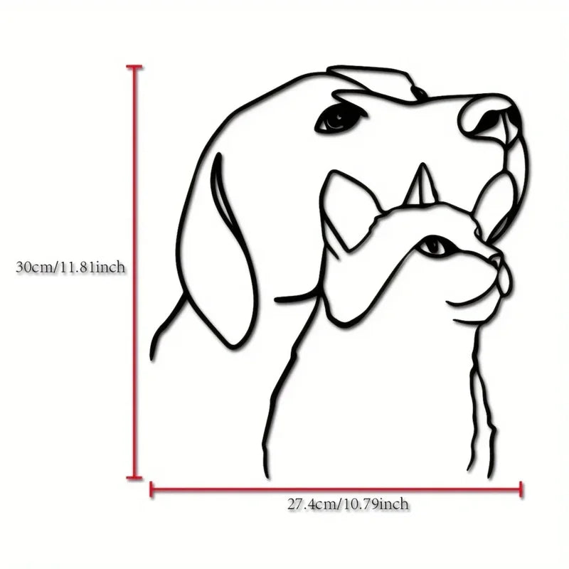 Classic Metal Dog & Cat Wall Art Sculpture — 11.81" Line Art