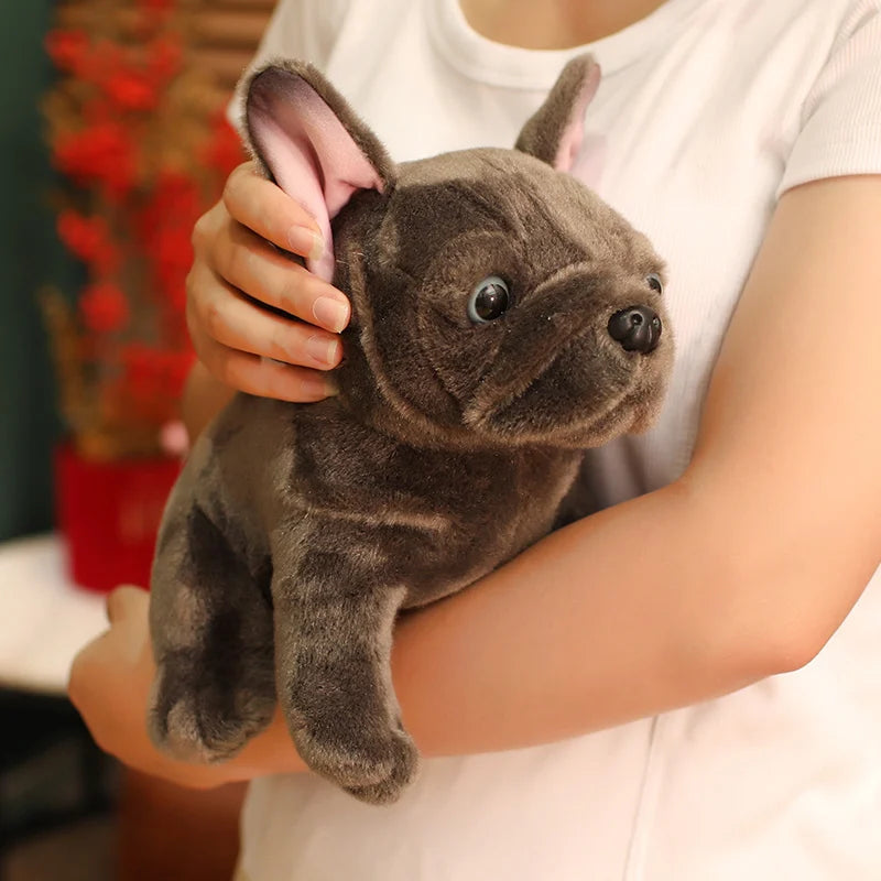 Realistic Bulldog Plush Toy – 28cm Lifelike Stuffed Bulldog in Black or Grey