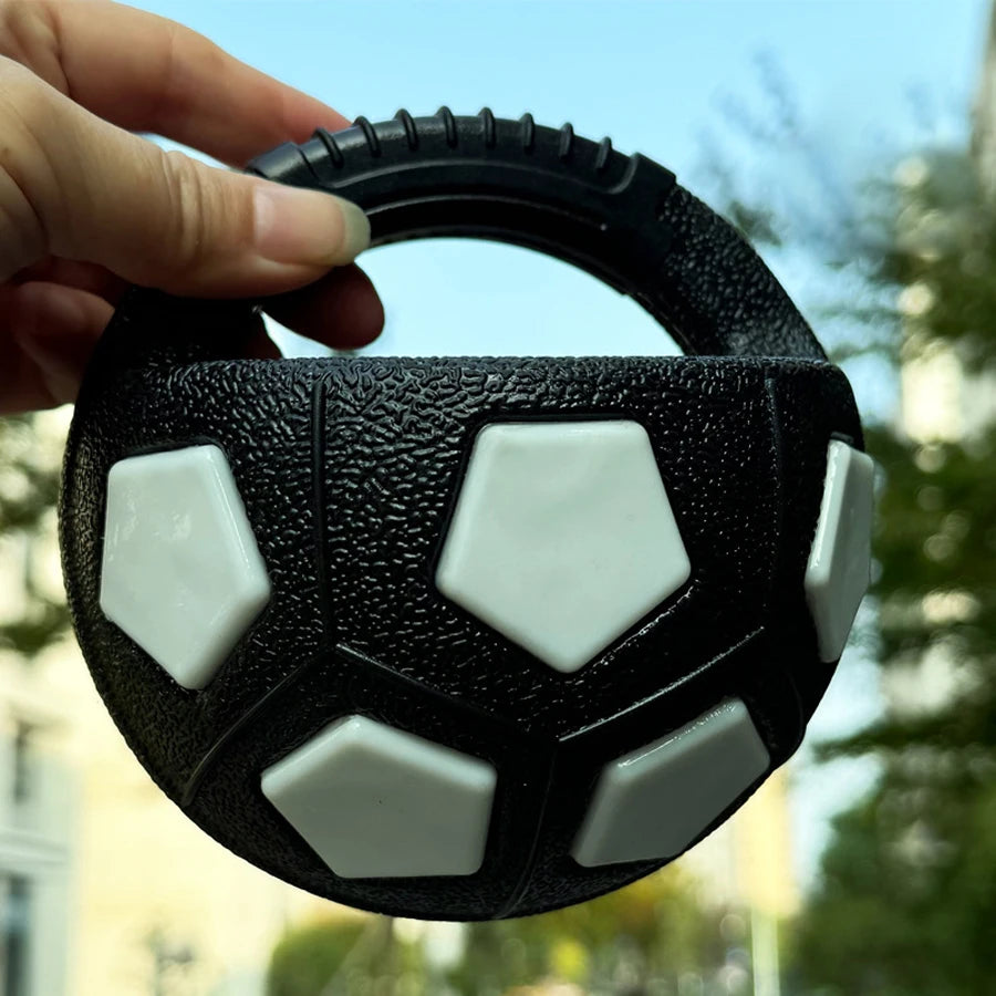 Squeaky Soccer Ball Dog Toy with Handle – Tug of War & Fetch Toy for All Breeds
