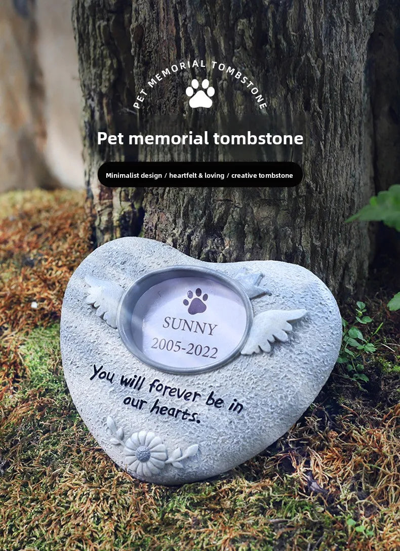 Pet Memorial Resin Tombstone – Desktop Ornament for Dogs, Cats & Small Animals