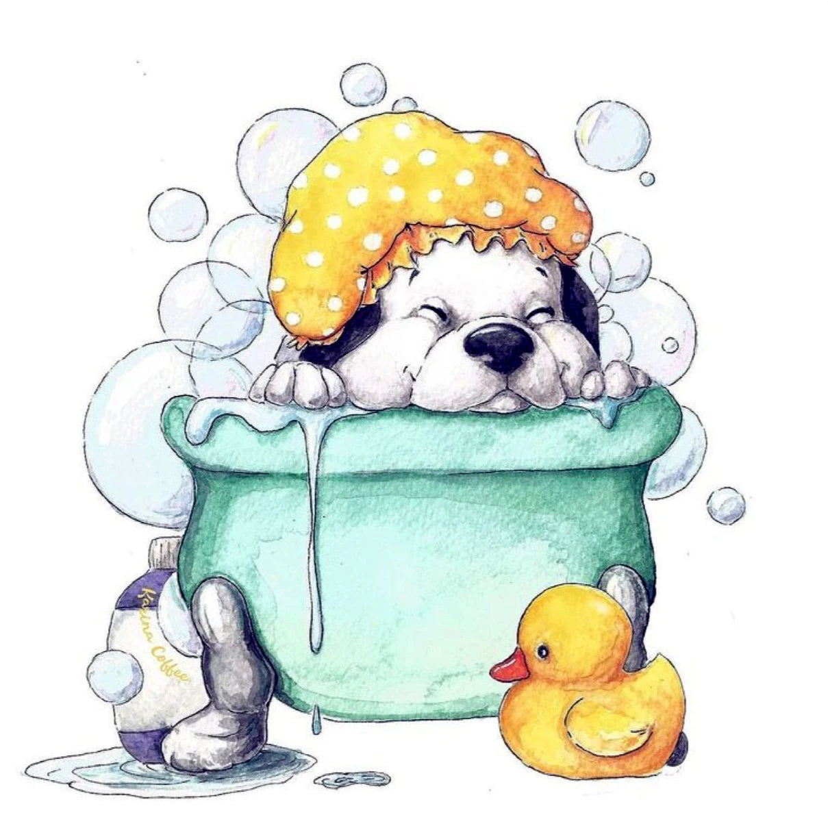 Dog Bath Silicone Rubber Stamp Set — Cute Dog Scrapbooking DIY