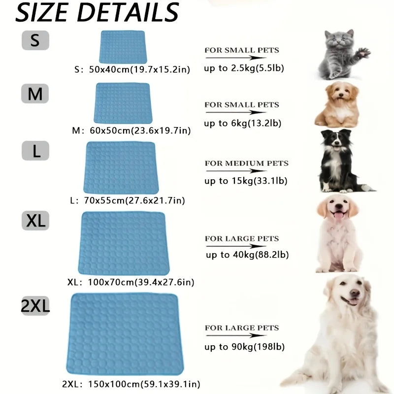 Cool Down Pet Cooling Mat — Breathable Dog & Cat Bed Blanket (XS–XXL)