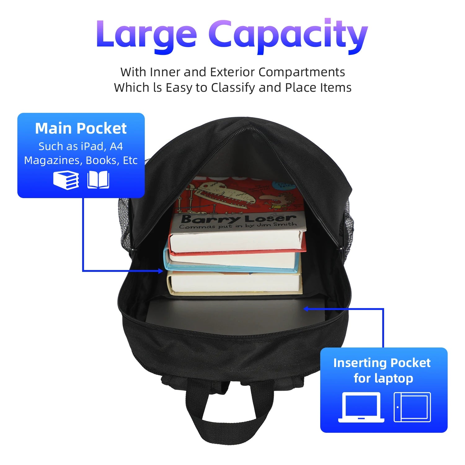 Dog Man Cartoon Backpack — Kids School Bag & Laptop Bag