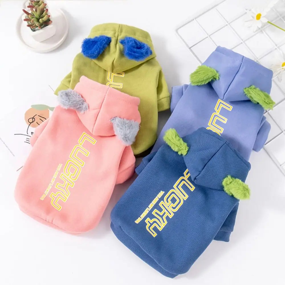 Dog Hoodie Sweatshirt — "COPS" Letter Print with Floppy Ears