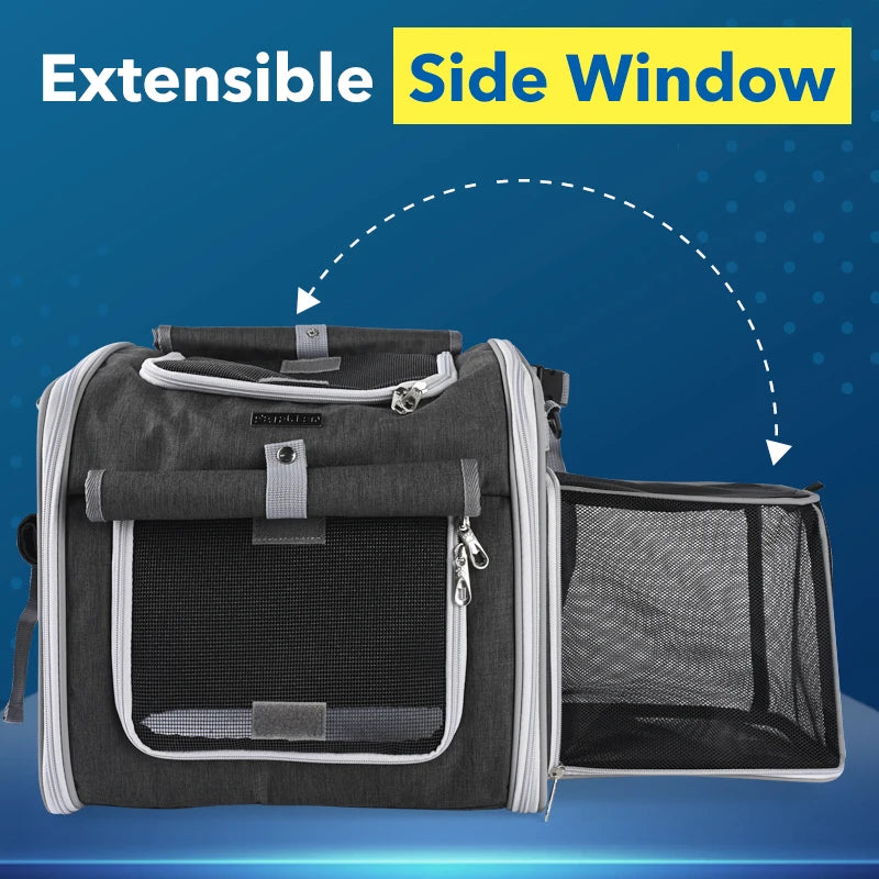 Dog Bike Basket – Expandable Foldable Pet Carrier with 4 Open Doors for Small & Medium Dogs