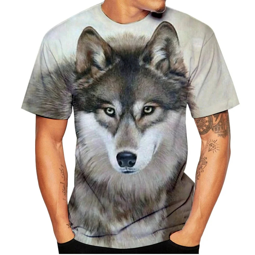 Men's 3D Wolf Print T-Shirt – Casual Streetwear Short Sleeve Tee