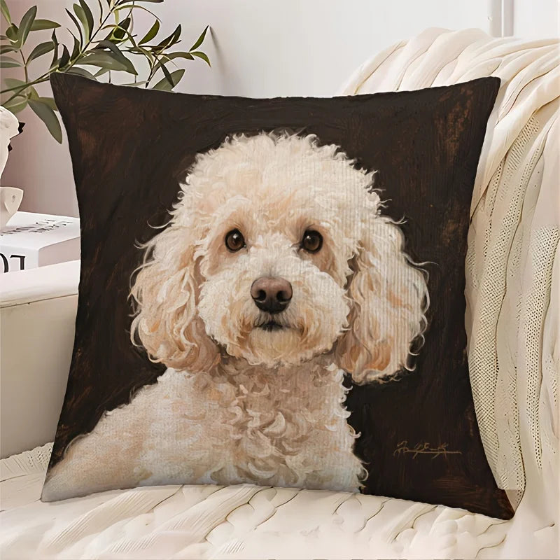 Dog Lover Oil Painting Pillow Cover — Double-Sided Print Cushion Case