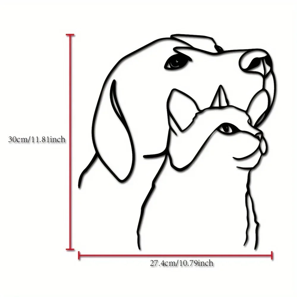 Classic Metal Dog & Cat Wall Art Sculpture — 11.81" Line Art