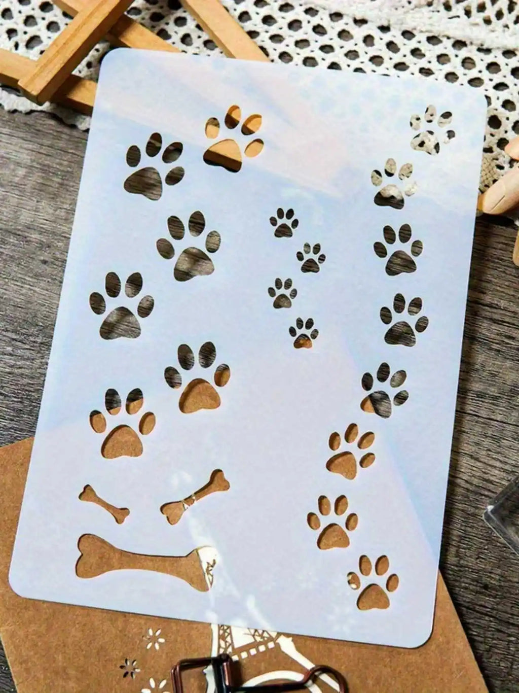 Reusable Dog Paw Print Stencil — A4 Size for DIY Wall & Floor Art