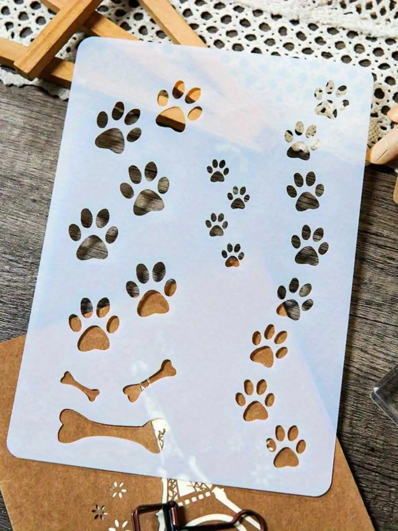 Reusable Dog Paw Print Stencil — A4 Size for DIY Wall & Floor Art