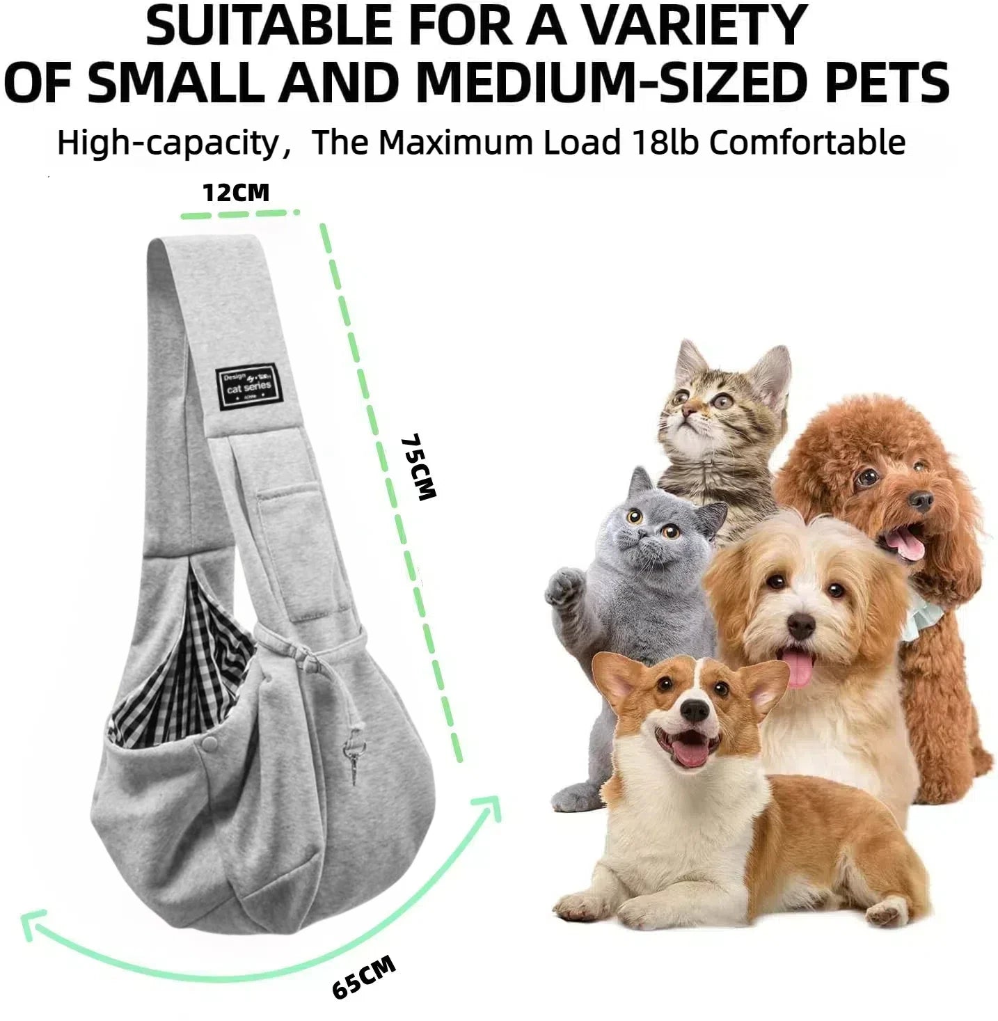Dog Carrier Sling — Hands-Free Pet Sling for Small Dogs & Cats