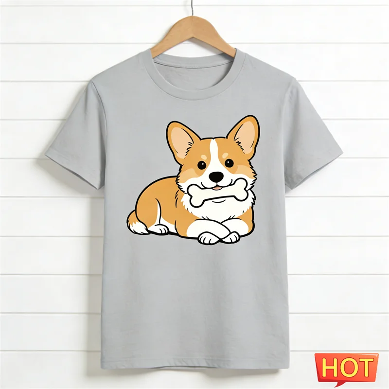 Cute Corgi Graphic T-Shirt — Funny 3D Dog Print Unisex Tee