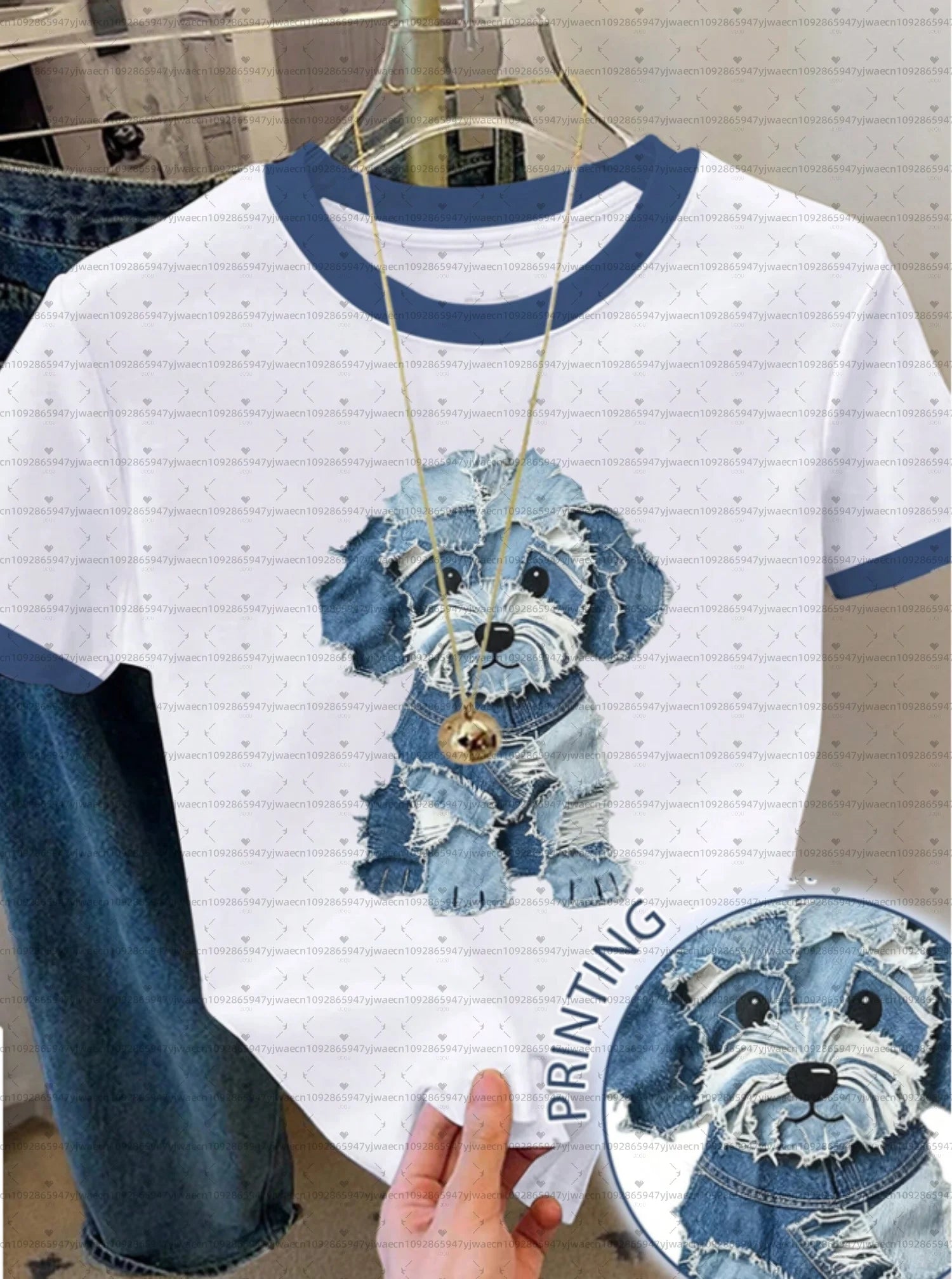 Women's Dog Print T-Shirt — Cute Puppy Design Plus Size Tee