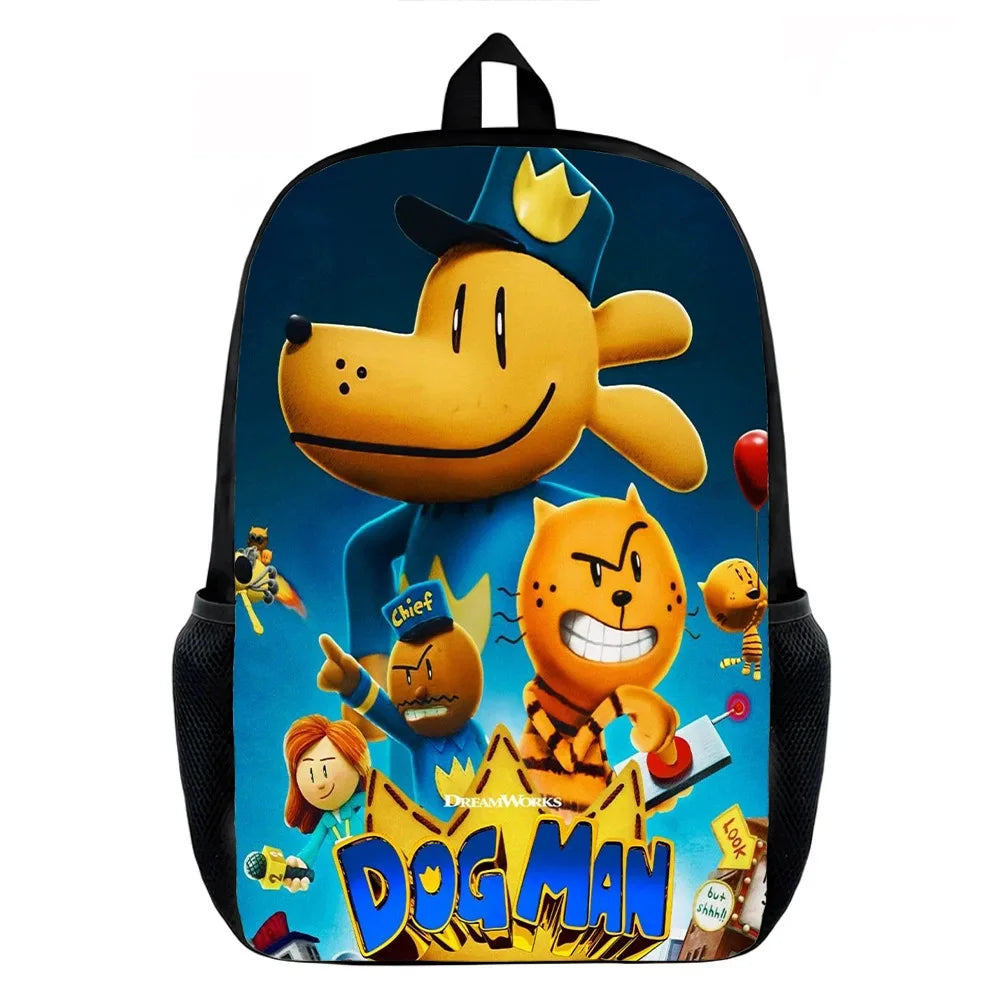 Dog Man Cartoon Backpack — Kids School Bag & Laptop Bag