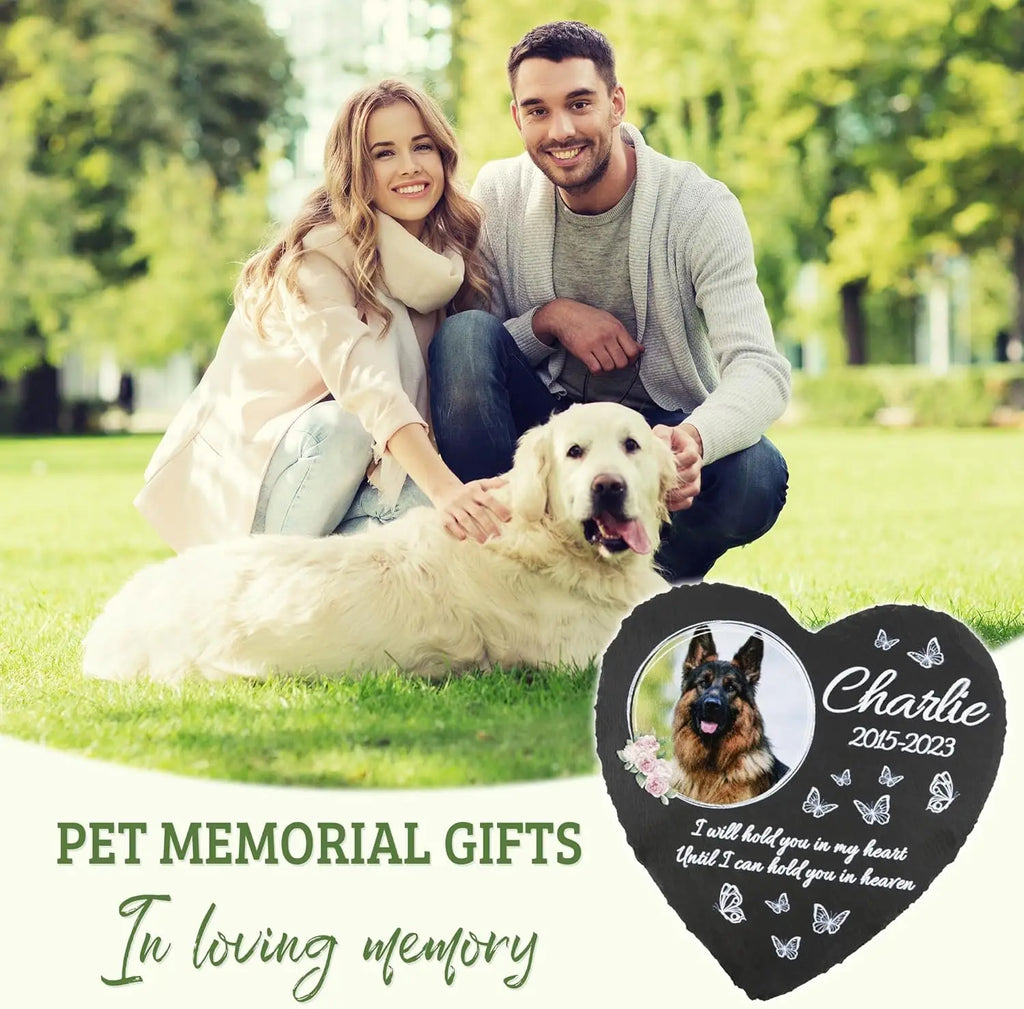 Pet Memorial Heart-Shaped Garden Stone – Personalised Cat & Dog Grave Marker