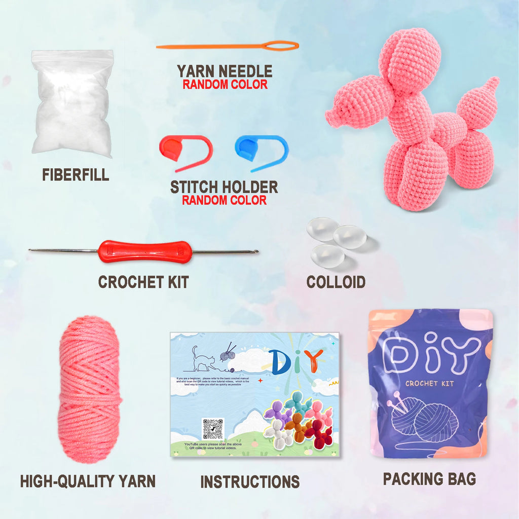 Balloon Dog Crochet Kit for Beginners — Amigurumi Starter Set