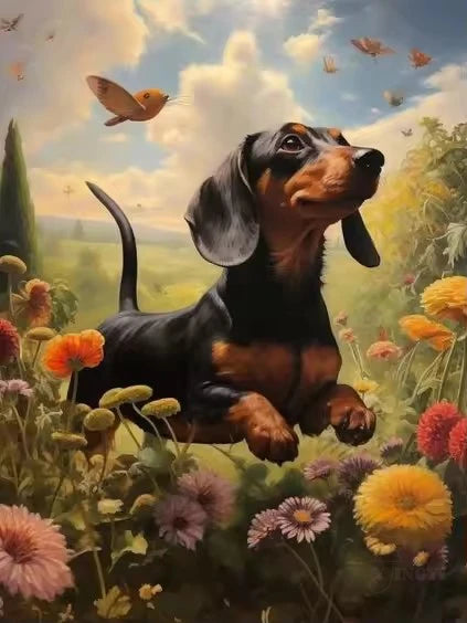 Dachshund 5D Diamond Painting Kit – DIY Dog Art Mosaic Craft for Home Decor