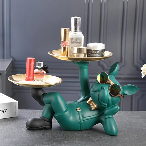 Colourful Bulldog Statue – Resin Dog Figurine for Home Decor, Shelf & Desk