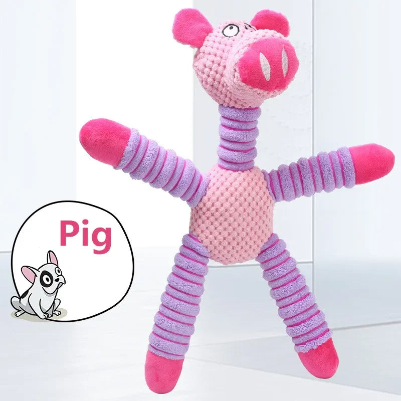 Squeaky Plush Dog Toy — Soft Animal Shape Chew & Molar Toy