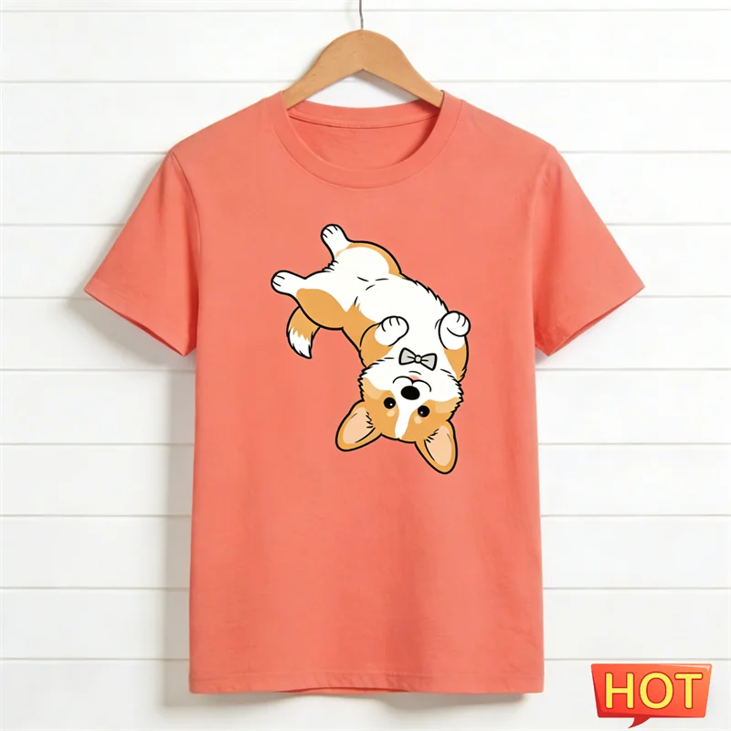Cute Corgi Graphic T-Shirt — Funny 3D Dog Print Unisex Tee