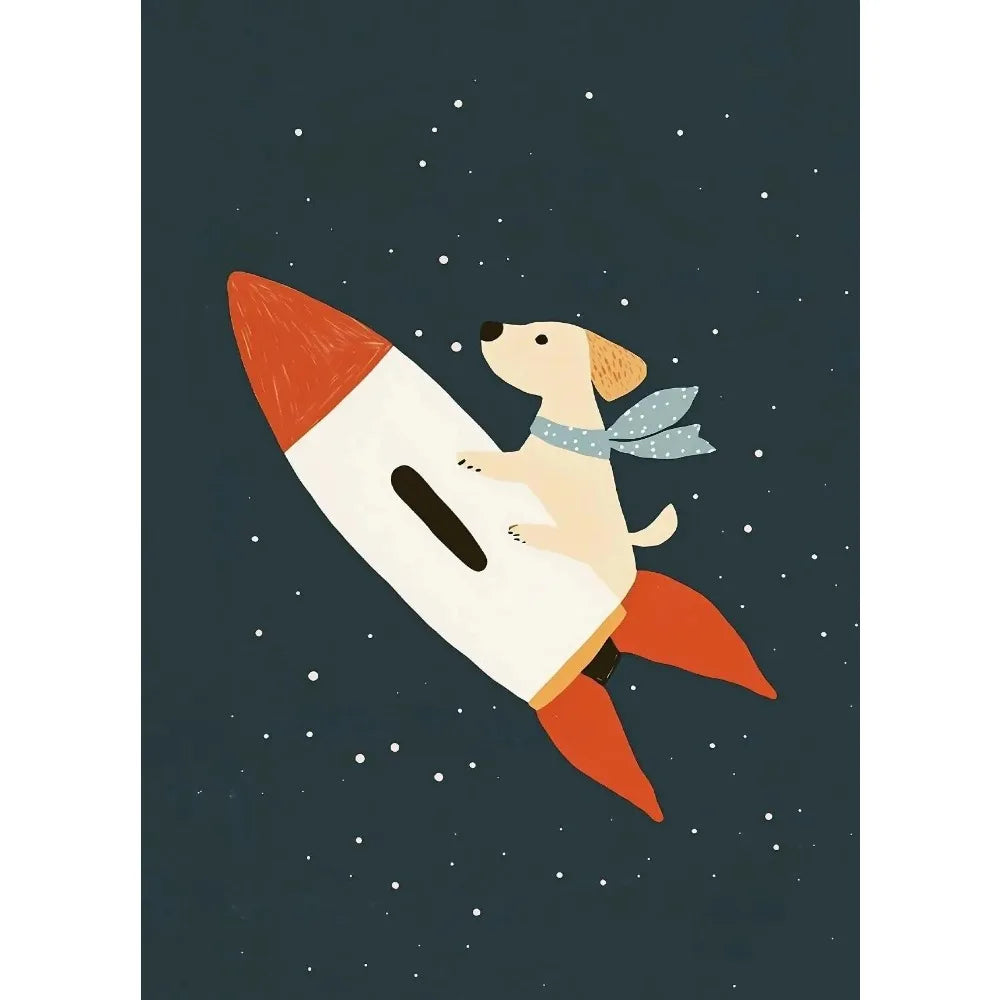 Cartoon Dog Illustrations Canvas Print – Cute Nordic Wall Art for Dog Lovers