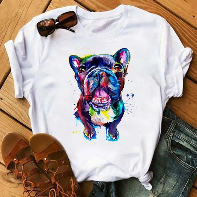 French Bulldog T-Shirt — Harajuku Animal Print Tee for Dog Lovers