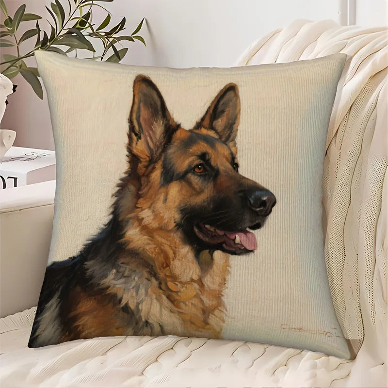 Dog Lover Oil Painting Pillow Cover — Double-Sided Print Cushion Case