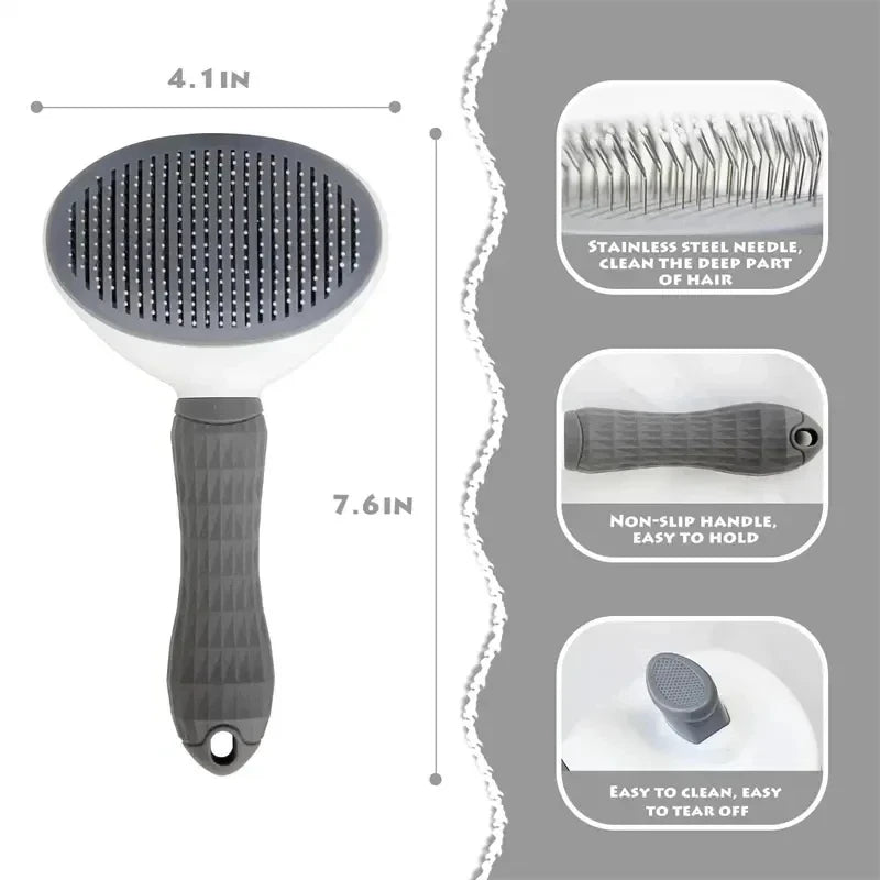 Self-Cleaning Pet Grooming Brush — Dematting Comb for Dogs & Cats