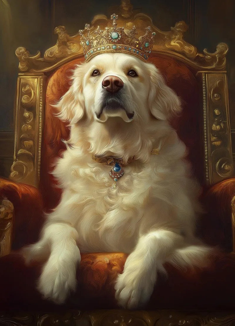 Royal Dog Portrait Canvas Print – Watercolour Wall Art for Dog Lovers