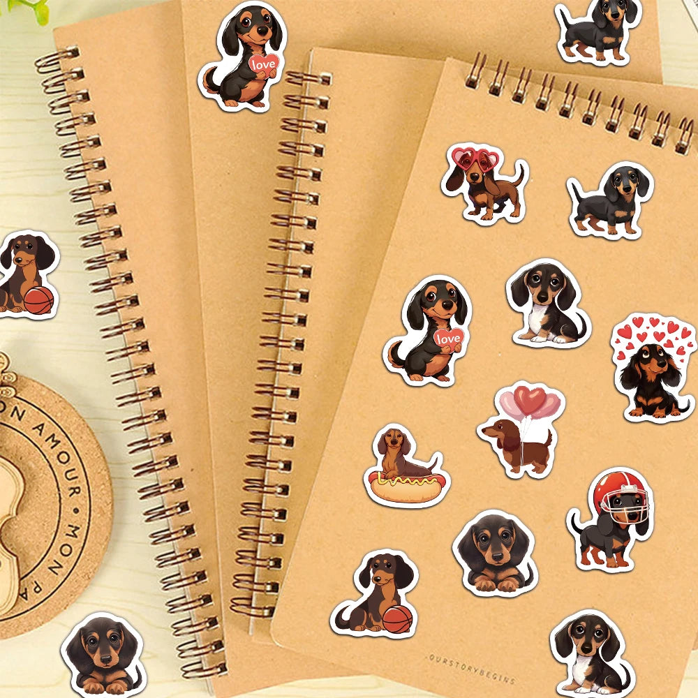 500PCS Cute Sausage Dog Cartoon Roll Sticker, Hand Account Envelope Seal Sticker, Waterproof Decorative Sticker