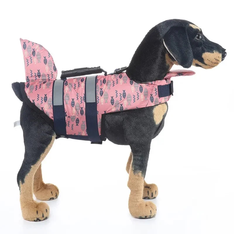 Shark Dog Life Jacket – Buoyancy Swim Vest with Rescue Handle for Dogs