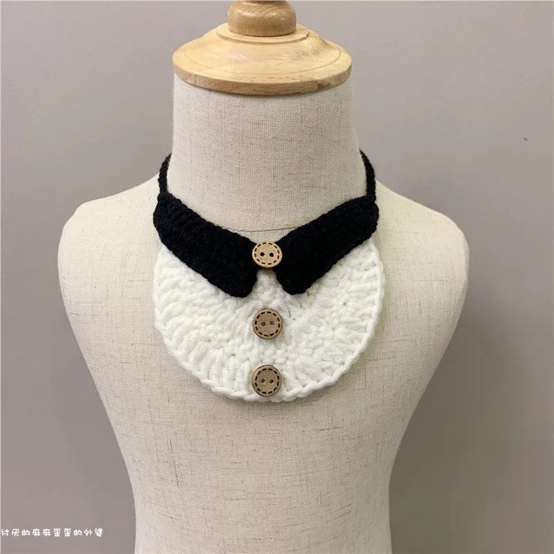 Hand-Knitted Dog Bib Scarf — Cute Cotton Collar for Small Dogs & Cats
