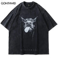 Doberman Streetwear Graphic T-Shirt – Vintage Washed Black Oversized Tee