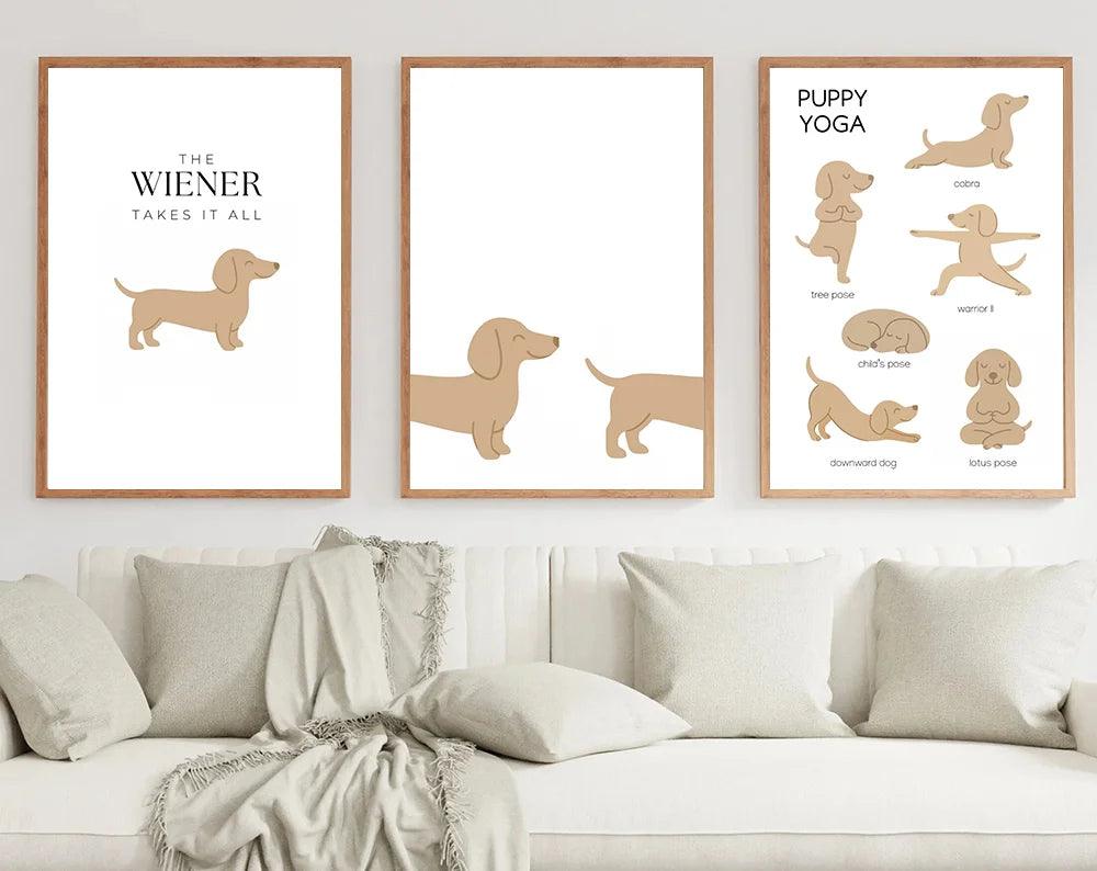 Minimalist Dachshund Dopamine Poster – Fun Puppy Wall Art Print
