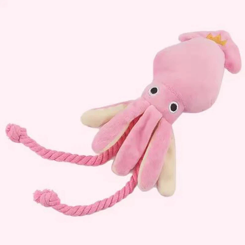 Squeaky Octopus Cotton Rope Dog Toy – Interactive Chew Toy for Teeth Cleaning