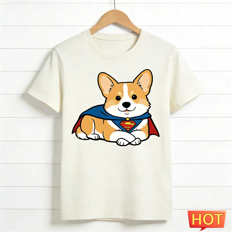 Cute Corgi Graphic T-Shirt — Funny 3D Dog Print Unisex Tee