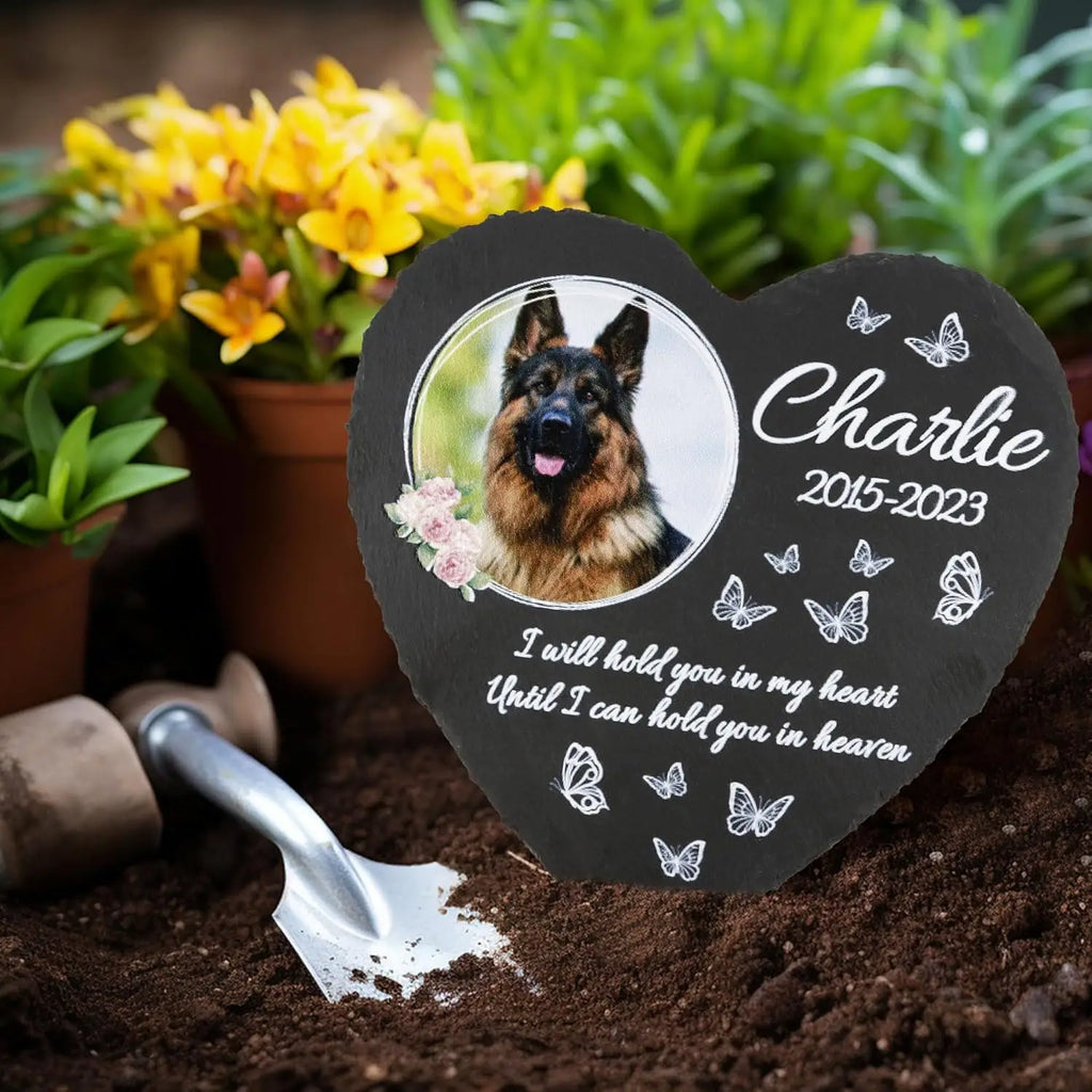 Pet Memorial Heart-Shaped Garden Stone – Personalised Cat & Dog Grave Marker
