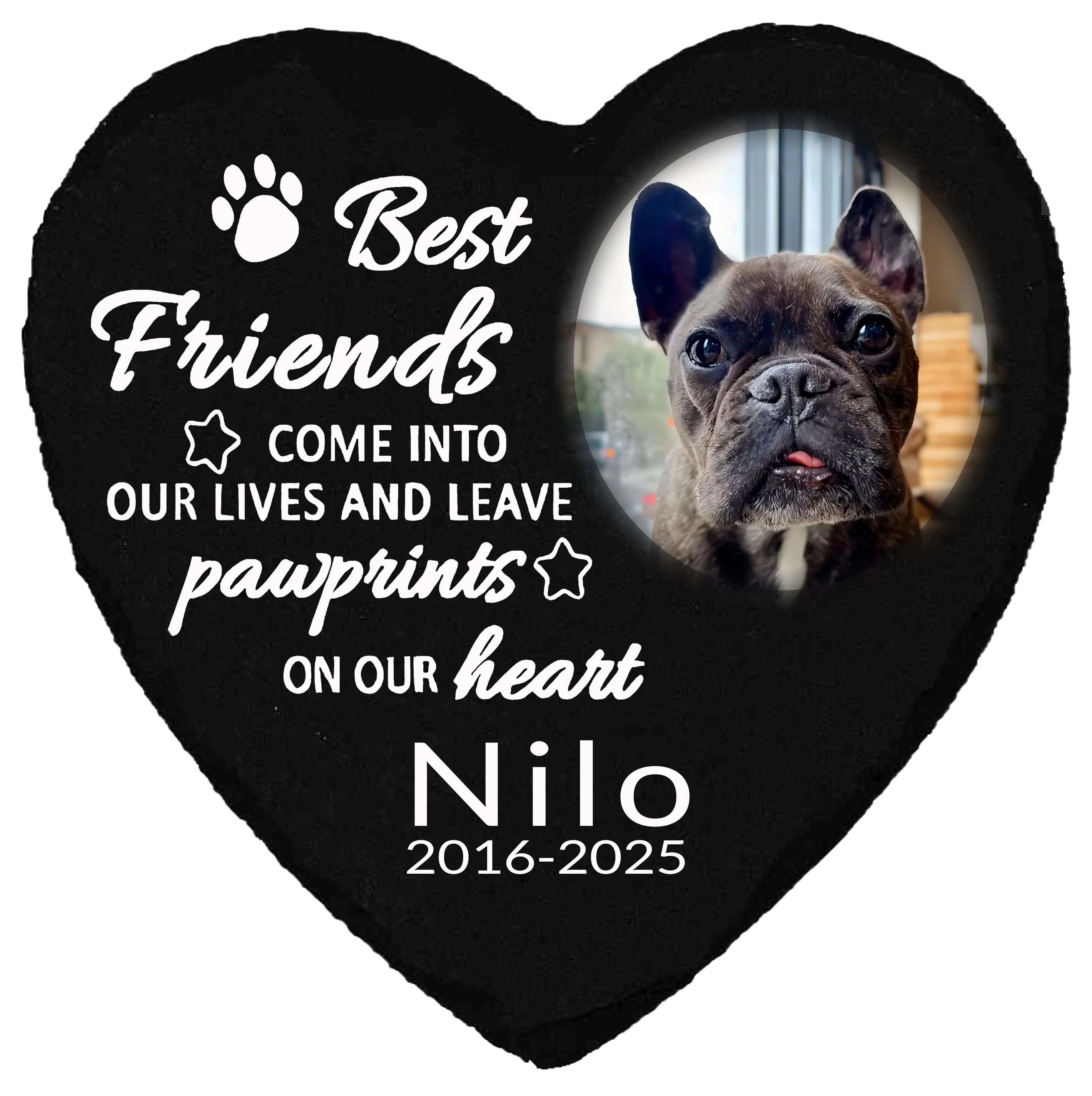 Pet Memorial Heart-Shaped Garden Stone – Personalised Cat & Dog Grave Marker