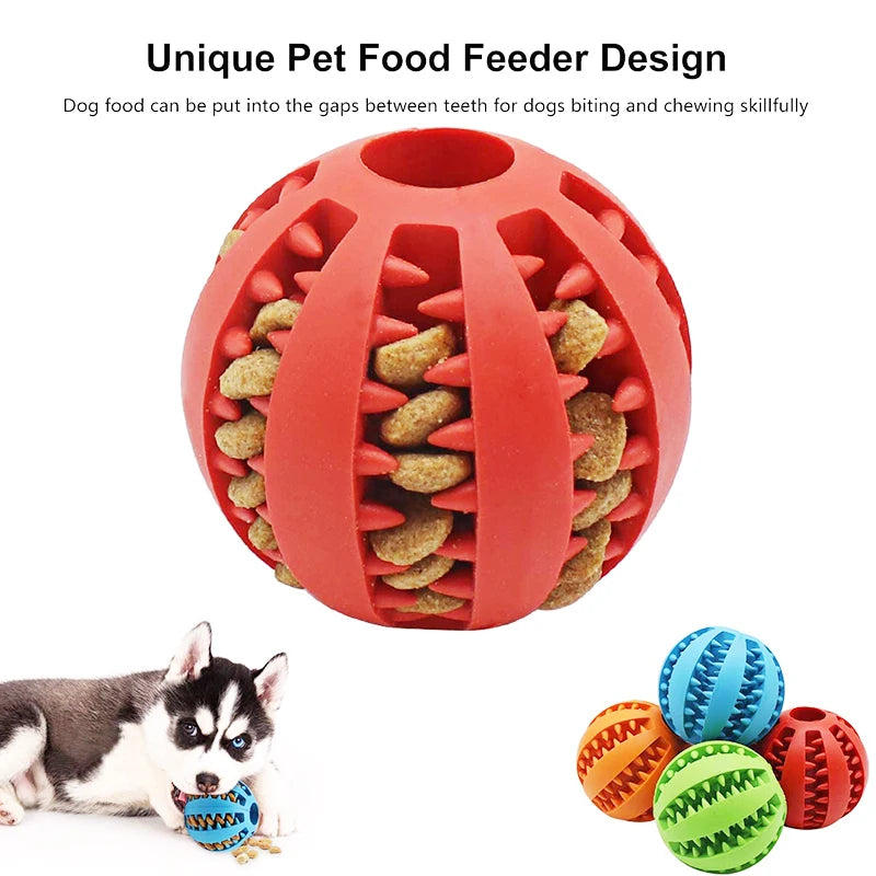 Rubber Treat Ball Dog Toy – Interactive Chew & Dental Cleaning Toy for Dogs