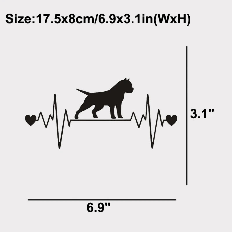 American Bully & Pitbull Heartbeat Vinyl Decal Sticker – 21 Colours