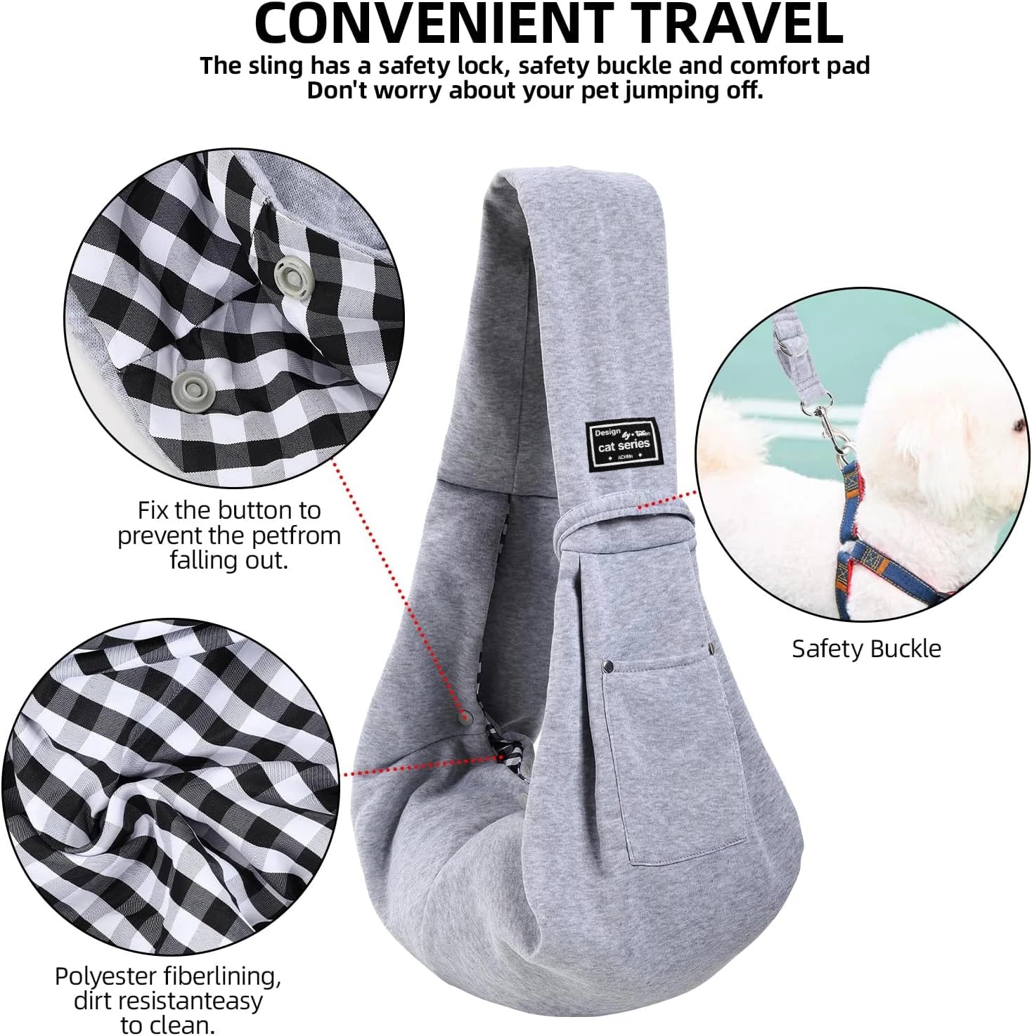 Dog Carrier Sling — Hands-Free Pet Sling for Small Dogs & Cats