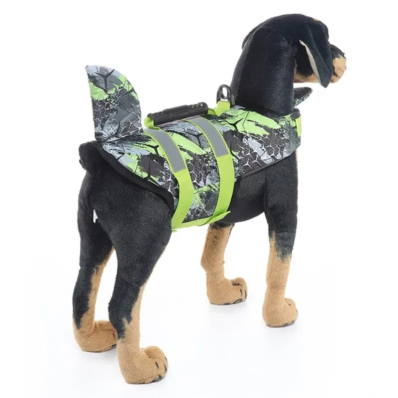 Shark Dog Life Jacket – Buoyancy Swim Vest with Rescue Handle for Dogs