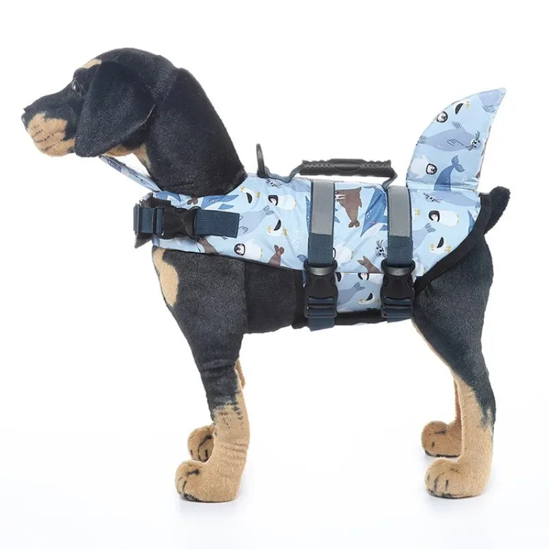 Shark Dog Life Jacket – Buoyancy Swim Vest with Rescue Handle for Dogs