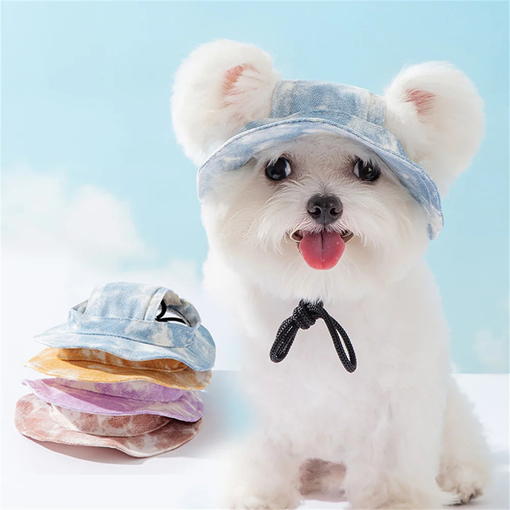 French Bulldog Pet Hat with Ear Holes | Adjustable Cap for Small & Medium Dogs