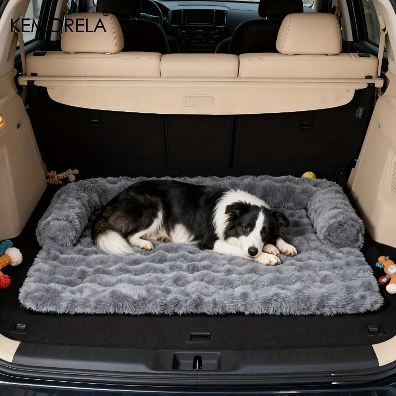 Faux Rabbit Fur Luxury Dog Bed — Plush Mattress with Pillow for Medium Dogs