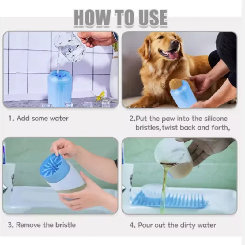 Dog Paw Cleaner Cup with Soft Silicone Combs